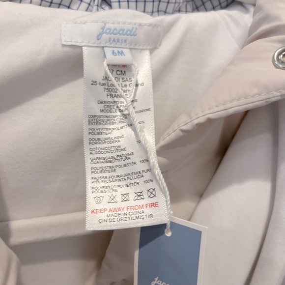 New with tags. Jacadi fur hooded snow suit, size 6M. Pristine. Retail $230. - Picture 8 of 10